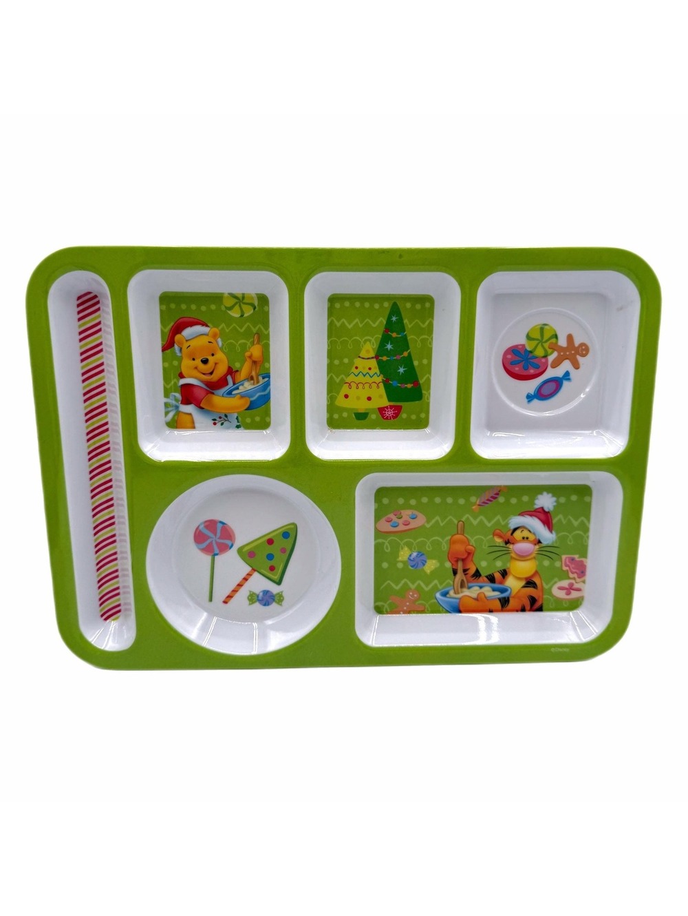 Vintage Disney Winnie the Pooh Christmas Kids Divided Melamine Serving Tray